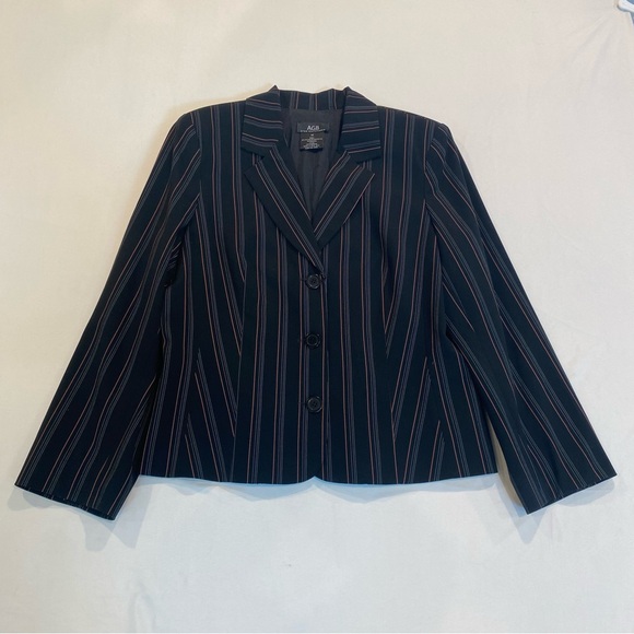 Vintage 90s Black Pinstriped Pant Suit Set with Jacket Blazer, Downtown Girl - Picture 6 of 12